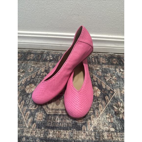 Eileen Fisher Shoes Women 8 Ballet Loafer Hidden Wedge Pink Snakeskin Carver New - Picture 2 of 6